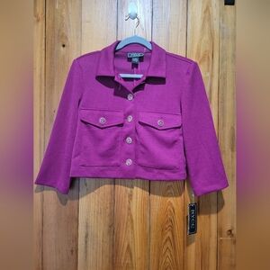 New York & Company Women's Purple Cropped Jacket